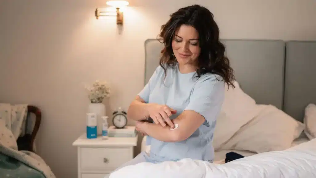 is cbd legal in the uk a woman using cbd cream